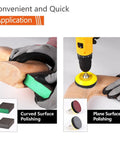 3 Inch Sanding Discs Kit All In One With 100 Pcs Discs And 2 Buffing Sponge Blocks in use on wood surfaces