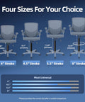 Graphic showing office chairs with different stroke heights, including 4" stroke for Beefed Up Heavy Duty Office Chair Gas Cylinder Replacement.