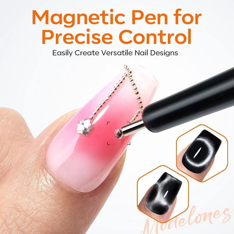Cat Eye Nail Magnet Set 15Pcs Magnetic Nail Art Tools Kit With Circle, Square And Round Magnets To Create Dramatic Cat Eye Effects In Gel Polish For Dope At Home Or In The Salon