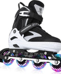 Adjustable Inline Skates For Teens And Adults With Light Up Wheels No Batteries Needed Easy Grow Fit From Women US 5 To 8 And Men 4 To 7 Outdoor Roller Blades For Beginners Smooth Roll On Any Terrain Illuminated Wheels Activate While You Move