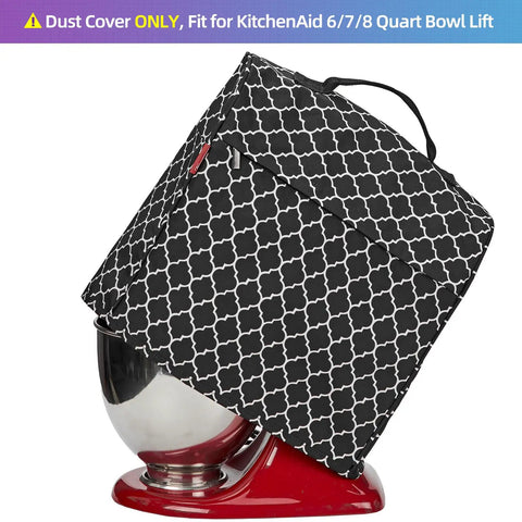 Sturdy Stand Mixer Cover for Tilt Head and Bowl Lift Models, Fits 6, 7, and 8 Quart Mixers, Lantern Black Dust Cover With Zipper Pocket