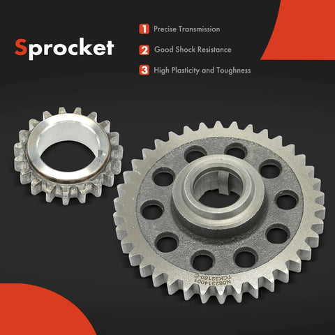 Close-up of sprockets from 3 Piece Timing Chain Kit With Sprocket For Ford Ranger 1999 To 2008 Taurus 1999 To 2006 2007