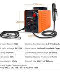 Portable 250A MMA Arc Welder Inverter Welding Machine Dual Voltage 110V 220V Mini Electric Welder dimensions and specs