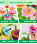 Flower Garden Building Kit For Kids 120 Piece Bouquet Toy Set Build A Floral Arrangement STEM Learning Safe Non Toxic BPA Free