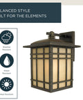 Hillcrest 13 Inch Mission Style Outdoor Wall Sconce Imperial Bronze With Linen Glass Arts And Crafts Exterior Lighting
