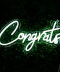 White Congrats Neon Sign Dimmable LED Wall Art For Graduation Party And Wedding Backdrop 17.7 By 9 Inches Bright White Glow