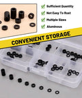 65 Piece Round Black Aluminum Spacers Kit With 8 Sizes Inner Diameter 3.1 mm Outer Diameter 6 mm Standoff Column in storage box