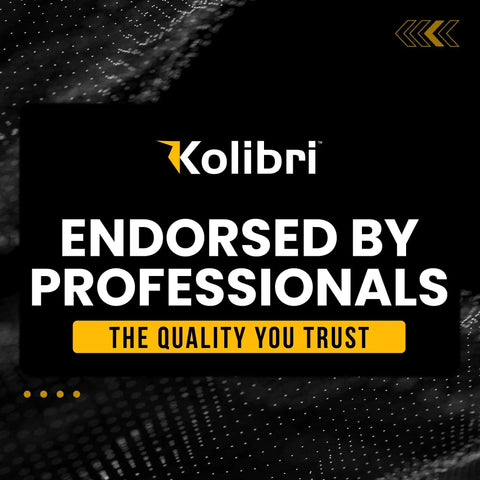 Kolibri brand logo with the phrase 'Endorsed by Professionals' on a dark background, promoting credibility and quality.