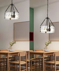 Dining room showcasing Dope Mid Century Modern Sputnik Ceiling Light Fixture Chandelier Industrial Semi Flush Mount Pendant Lighting.