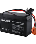 Red 2 Pin Wire Harness Connector For 12V Ride On Toys attached to SafeAMP battery