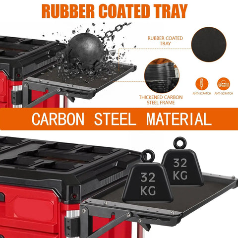 Foldable Magnetic Work Table For Milwaukee Packout Toolbox Heavy Magnetic Tool Tray No Drilling Required Converts Your Box Into A Mobile Workstation In A Snap Space Saving Design For Quick Access with rubber coated tray and carbon steel material holding weights.