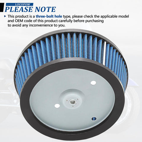 HD 0800 Air Filter Replacement 29442 99E with three-bolt design for Harley Davidson motorcycles.