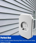 Two Pack Siding Light Mounting Block Bracket White With Built In Electrical Box For Outdoor Lighting Installations Fits Half Inch Lap Double Siding And Four Inch Vinyl Siding 8141DBL Compatible mounted on gray siding wall
