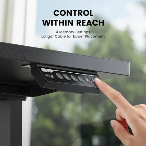 Control panel of Beefy Dual Motor Standing Desk Frame With Electric Adjustable Legs For 44 To 90 Inch Desktops, 264 Lbs Weight Capacity