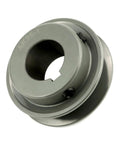 Beefy Double Groove 2.5 Inch V Belt Pulley With 1 Inch Bore Fixed Bore And One Quarter Inch Keyway Cast Iron 2 Groove Sheave For A AX 3L And 4L Belts 2AK251 angled view