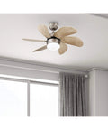 Turbo Swirl Indoor Ceiling Fan With Light 30 Inch Antique Brass Finish Walnut Blades LED Bulb Included Down Rod Only Installation