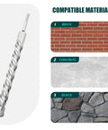 Side view: Amazon 1 in x 59 in SDS Plus masonry drill bit with spiral flutes and SDS shank