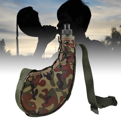Big Capacity Outdoor Water Bottle With Oxford Cloth Canteen Design in camouflage, leakproof and easy to carry for adventures