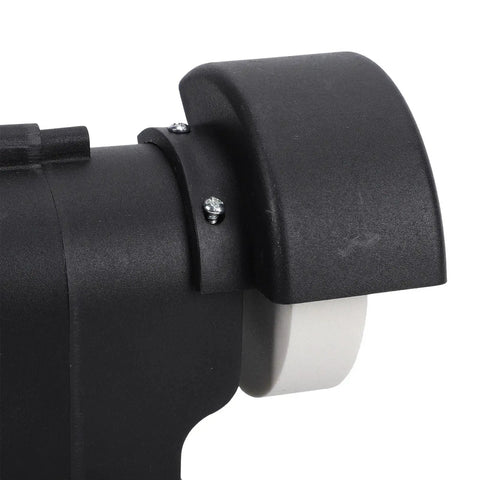 Close-up of Fafeicy cordless bench grinder showing safety shield and copper motor design, perfect for sharpening tasks.