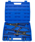 Snap Ring Pliers Set 2 Piece External And Internal Circlip Pliers With Straight 45 Degree And 90 Degree Tips in blue case