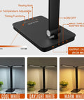 LED Desk Lamp For Home Office With USB Charging Port, Rotatable Aluminum Piano Lamp For Upright Piano, Glossy Black, Three Modes