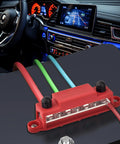 Heavy Duty 250A Power Distribution Block Pair With Thick Copper Busbar Terminal Strips For 12V Marine Boat Truck Car Audio Systems, red with wires