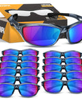 12 Pack Wraparound Safety Glasses Goggles ANSI Z87.1 Impact Resistant Scratch Resistant Protective Eyewear Green Lightweight Comfort for Men and Women