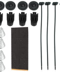 Mounting accessories for 10 Inch Slim Dual Push Pull Radiator Cooling Fan Kit, 12V Universal Black including brackets and tie straps.