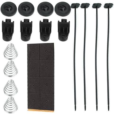 Mounting accessories for 10 Inch Slim Dual Push Pull Radiator Cooling Fan Kit, 12V Universal Black including brackets and tie straps.