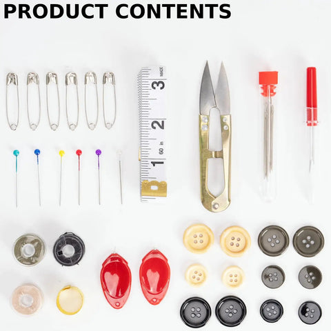 Must Have All In One Military Survival Sewing Kit Portable Repair Set With Needles Thread Scissors Buttons And Tools In Durable Zipper Nylon Case For Travel Field Or Emergency Prepper Ready EDC Gear contents