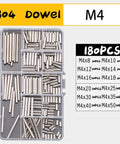 Stainless Steel Locating Dowel Pin Set 100-300 Pcs M1 To M6, cylindrical precision pins in assorted sizes shown in organizer