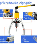 Heavy Duty Hydraulic Bearing Puller With 10 Ton Capacity For Knuckle Saver Auto Repair shown with yellow hydraulic handle and claw foot design.