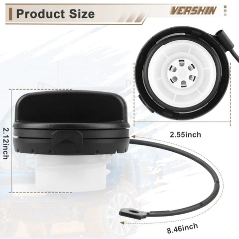 Nissan Gas Cap Fuel Tank Cap OE-Like Replacement With Easy Install, dimensions shown, fits various Nissan and Infiniti models.