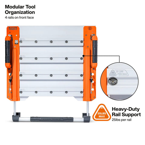 Twenty Inch Wall Mount Tool Rack With Four Heavy Duty Rails Delivering Twenty Five Pounds Per Rail Built Nasty Tough For Man Lifts And Scissor Platforms Jobsite Ready