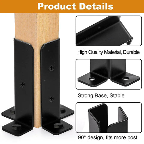 8 Pack Adjustable Deck Post Anchor Base Brackets Built Tough For 1.5x1.5, 2x2, 2x4, 4x4 Posts, Heavy Duty Reversible Wood Fence Post Bases Kit