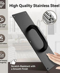 Stainless Steel Door Push Plates And Pull Handles Set For Home And Office, Rugged Heavy Duty Push Pull Door Plate Kit For Cabinets And Commercial Use, Indoor Outdoor Applications, 304 Stainless Steel, Rust Resistant, 2 Pack, black handle close-up