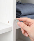 Hand installing 60 Pack 7Mm Spoon Shape Shelf Peg Pins For Heavy Duty Closet Cabinets Nickel Plated Shelf Supports