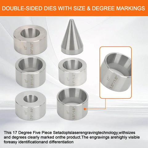 Five Piece Folding And Reduction Die Set With Heavy Duty Stainless Steel Stabilizer And Folding Cone Dies For Coin Making