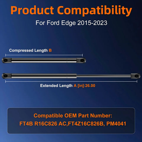 Set Of 2 Hood Struts Lift Supports For Ford Edge 2015 2023 direct fit compatibility diagram