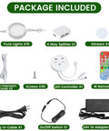 Lit Color Changing Under Cabinet Lights Kit With Remote And App Control Dimmable Puck Lights Music Sync Multicolor 24V package contents