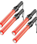 4 Pack 16 Inch LED Traffic Batons With White Tip Light, High Visibility Safety Wands, 3 Flashing Modes, lightweight and durable