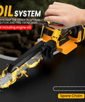 2 In 1 Cordless Pole Saw And Mini Chainsaw With 8 Inch Bar in use with oil system, no battery included
