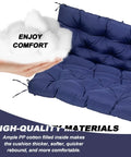 Porch Swing Cushion Set For Outdoor 2 To 3 Seater Benches Waterproof Garden Patio Bench Pad With Ties 4 inch thick dark blue.
