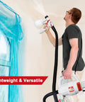 Person using 900W Electric Spray Gun With 900 Ml Detachable Cup High Power HVLP Paint Sprayer for indoor wall painting