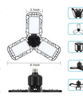 LED Garage Lights Two Pack 45W 6500K Daylight With Three Adjustable Panels Porcelain Lampholder dimensions and design