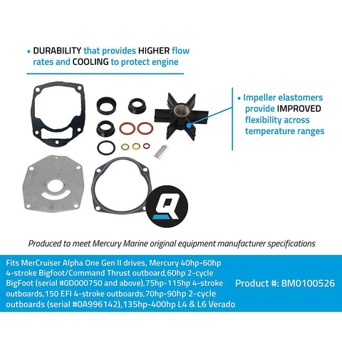 13 Piece Water Pump Repair Kit For Outboards And Sterndrives, DIY Ready Impeller With Elastomers, Gaskets, ORings, Plates, Seals