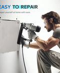 Person using All In One Drywall Repair Patch Kit For Large Holes 12 By 12 Inch Panel Quick And Easy Fix For Walls And Drywall