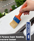 Person applying 9900 Waterproof Sealant Bonding Adhesive with brush on a joint for structural reinforcement.