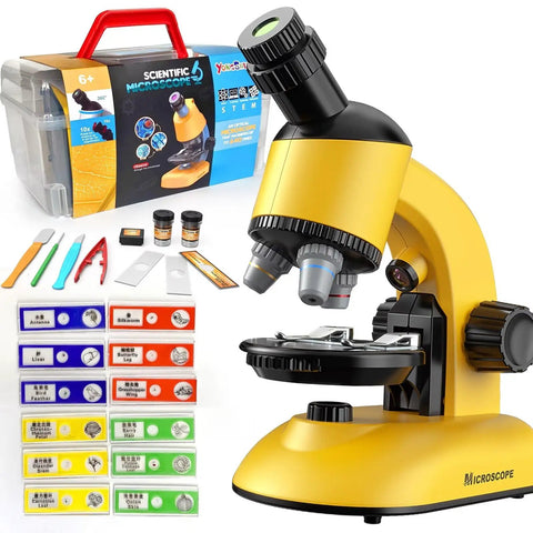 Kids Microscope Kit With LED 40X-1200X Magnification, Dope Science Toy For Home And Classroom with accessories and slides