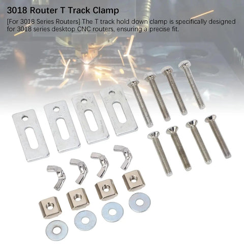 3018 Router T Track Clamp set with metal parts for Heavy Duty T Slot Hold Down Clamp Made From Sturdy Zinc Aluminum Alloy For 3018 CNC Router.